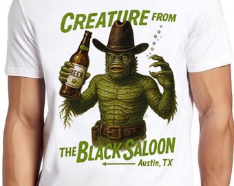 Austin Texas Bar Birra Immersione Bar Bere Pub Creatura del Saloon Nero Strano Alcol Divertente Regalo Maglietta 2623