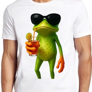 Frog Funny Cocktail Animal Art Meme Top Cool Gift Tee T Shirt 2628