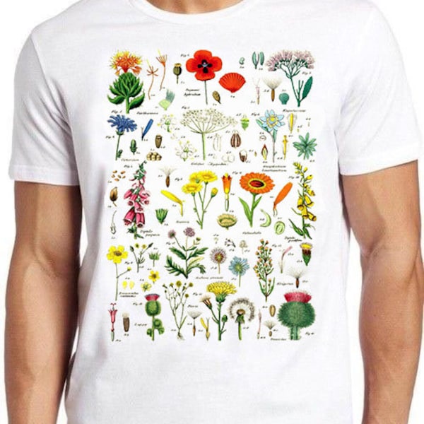 Flowers Variations British Wildflowers Retro Cool Top Tee T Shirt 509