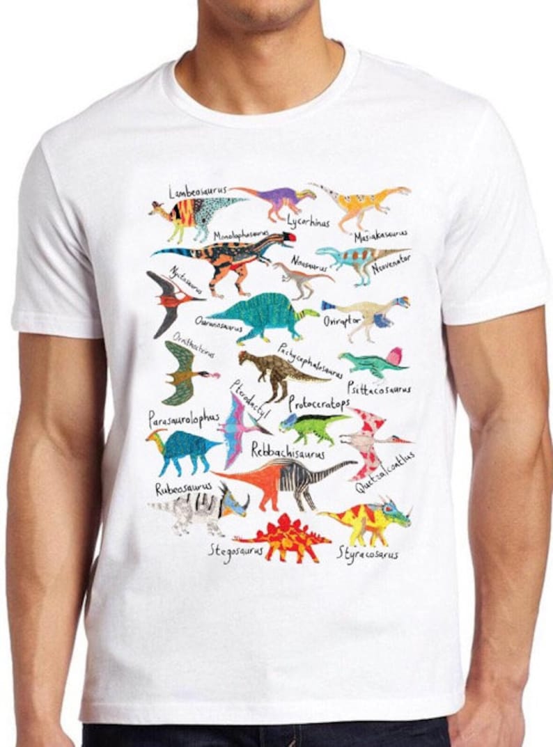 Dinosaurs T Shirt Names And Pictures Kids Gift Novelty Cool Vintage Tee 80 