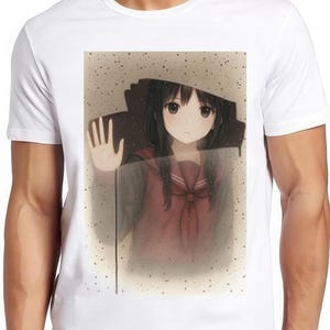 Anime Girl Manga T Shirt Raining Windows Gift Cool Gift Tee 2679