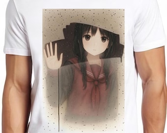 Anime Girl Manga T Shirt Raining Windows Gift Cool Gift Tee 2679