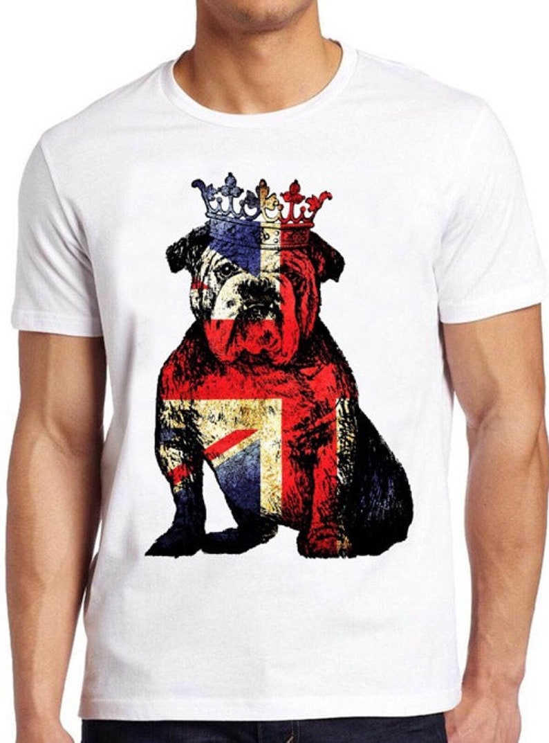 Buldog British T Shirt Dog Union Jack Flag England Crown Queen Jubilee Cool Gift Tee 138 