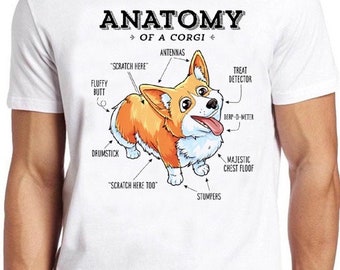Anatomy of a Corgi  T Shirt Funny Dog Puppy   Gift Tee 423