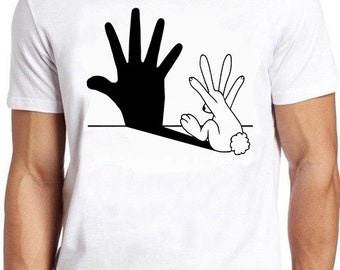 Conejo mano sombra arte fresco regalo camiseta camiseta 530