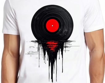 Melting Vinly Dripping Cool Record DJ Music Gift Tee T Shirt 2446