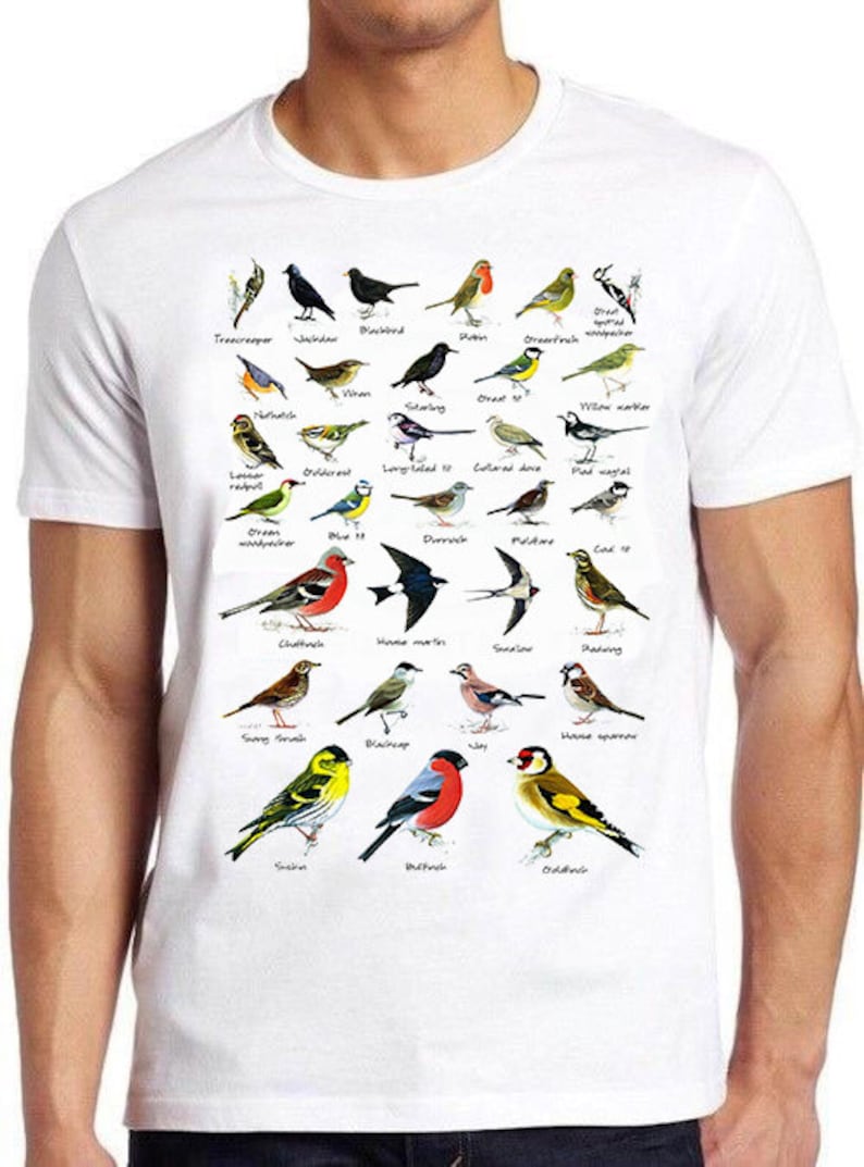 Garden Birds T Shirt British Cool Gift Tee 347 