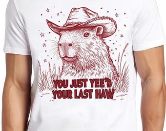 Western Capybara Retro Cowboy Animal Funny Gift Tee T Shirt 2436