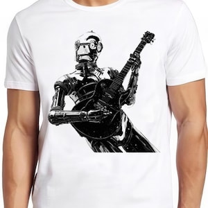 Robot Playing Acoustic Electric Guitar Player Meme Funny  Style Cult Movie Music Gift Tee T Shirt 2515
