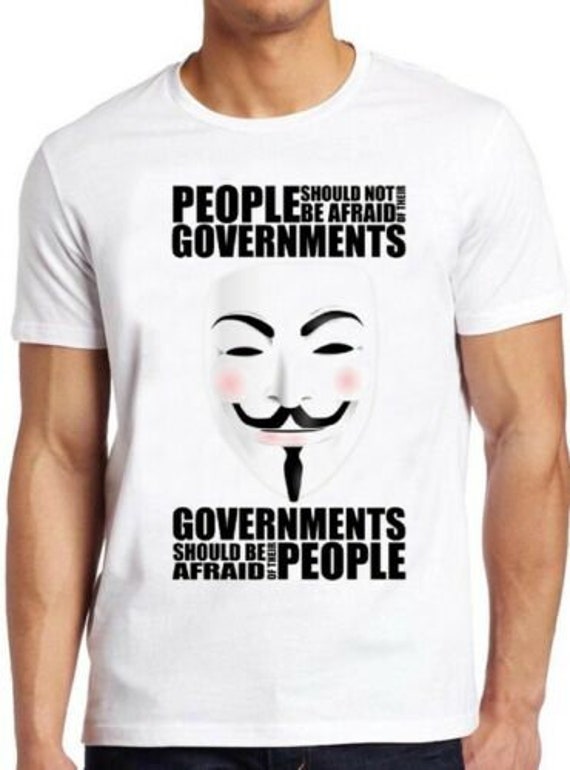 UNISEX V FOR VENDETTA PATTERN VITAGE CLOTHING ANONYMOUS MASK T-SHIRT