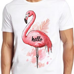 Flamingo Hello Pink Flamingos Carino Divertente Animale Uccello Meme Regalo Maglietta Gamer Cult Film Musica T Shirt 2259