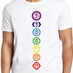 7 Chakras T Shirt Spiritual Meditation Zen Om Buddhism Energy Cool Gift Tee 2619