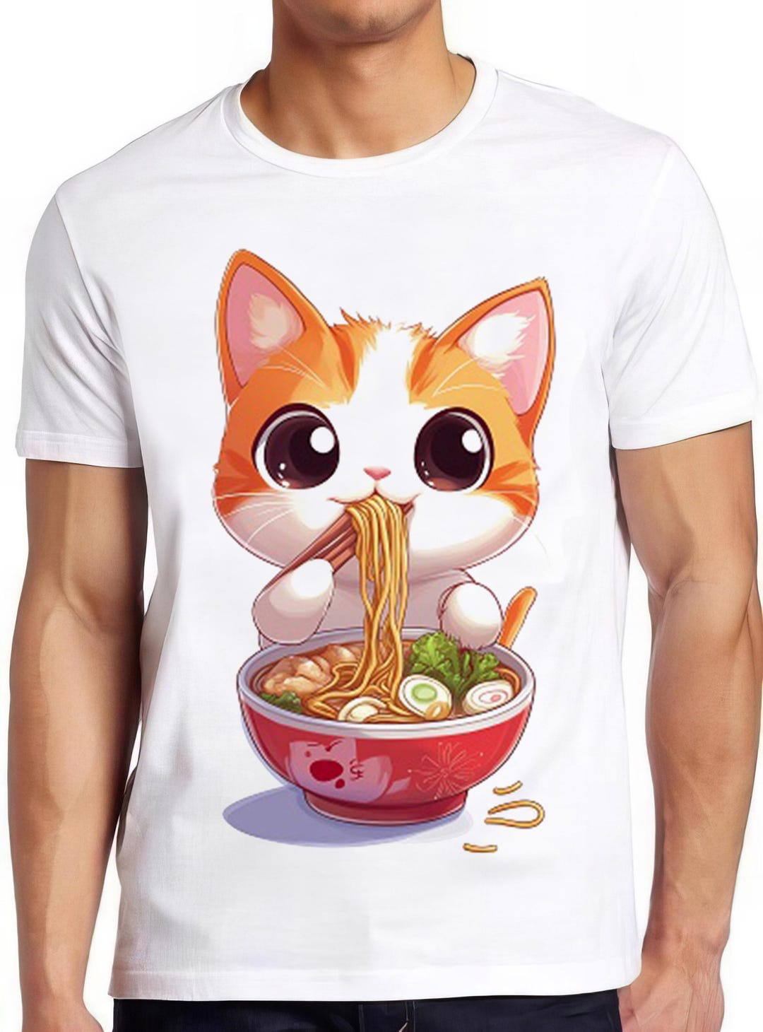 Ramen Cat T Shirt Anime Kawaii Neko Ramen Cute Japanese Noodle Cool ...