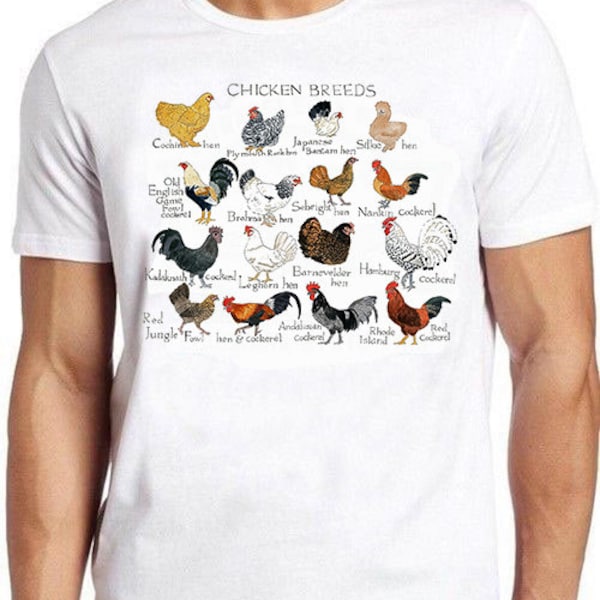 Chicken Breed Chart Weird Meme Funny Unusual  Style Cult Movie Music Gift Tee T Shirt 862