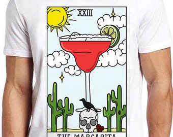 Margarita Tarot Reading Future Card Meme Gamer Funny Art Design Unisex Retro Cult Movie Music Top Cool Gift Tee T Shirt 1046