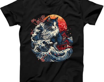 Cat The Great Wave Of Kanagawa Japanese Art Sun T Shirt Sweatshirt Hoodie C881