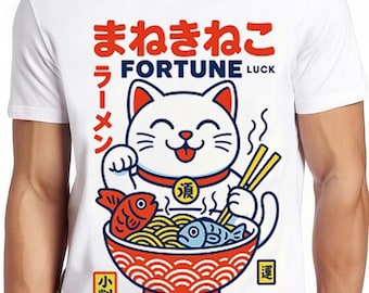 Maneki Neko Lucky Cat Fortune Happiness Wealth Meme Funny Gift Tee T Shirt 2803