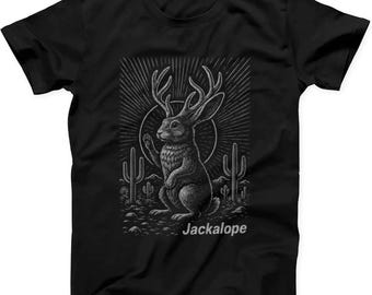 Jackalope Mythical Rabbit Creature Animal Humorous Hilarious Southwest Theme Weird Unique Cryptid Funny Music Black Gift Tee T Shirt 442