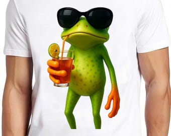 Frog Funny Cocktail Animal Art Meme Top Cool Gift Tee T Shirt 2628