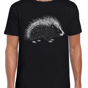 Porcupine Cute Animal Weird Humorous Hilarious Witty Funny Music Gift Tee Black T Shirt 403