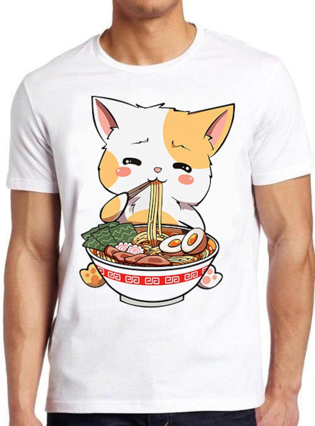 Ramen Cat T Shirt Anime Kawaii Neko Ramen Cute Japanese Noodle Cool ...