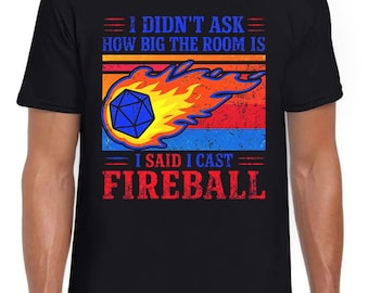 DM I Cast Fireball DND Dragon Dungeon Master Wizard Gift Tee Black T Shirt 456