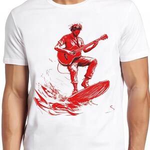 Guitarist Surfer Sketch Humorous Hilarious Witty Funny Music Gift Tee T Shirt 2203