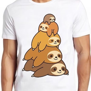 Sloth Stack Pullover Meme Funny  Style Cult Movie Music Gift Tee T Shirt 2657