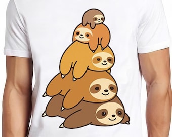 Sloth Stack Pullover Meme Funny  Style Cult Movie Music Gift Tee T Shirt 2657