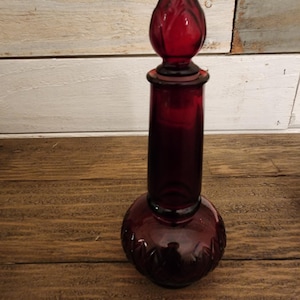 Vintage Avon 1970&#39;s Red Glass Cruet with Stopper
