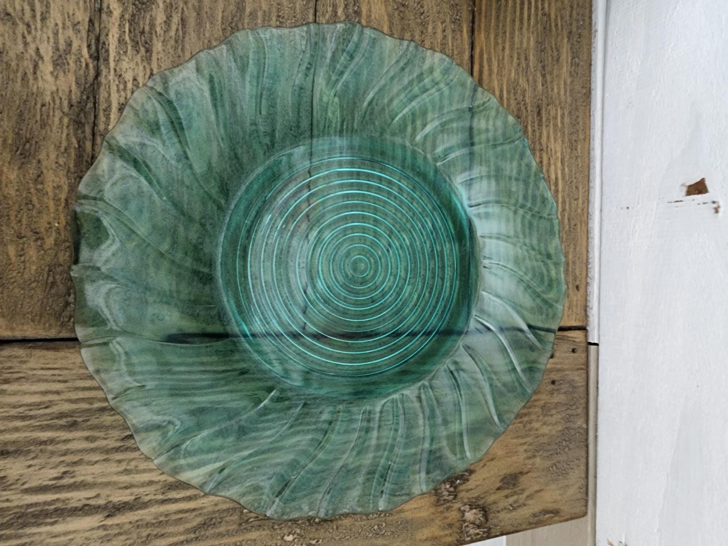 Rare Vintage Jeanette 1930’s Dinner Plate Swirl Ultramarine (Blue Green/teal) by JEANNETTE 9 Inch Made for Only a Few Years