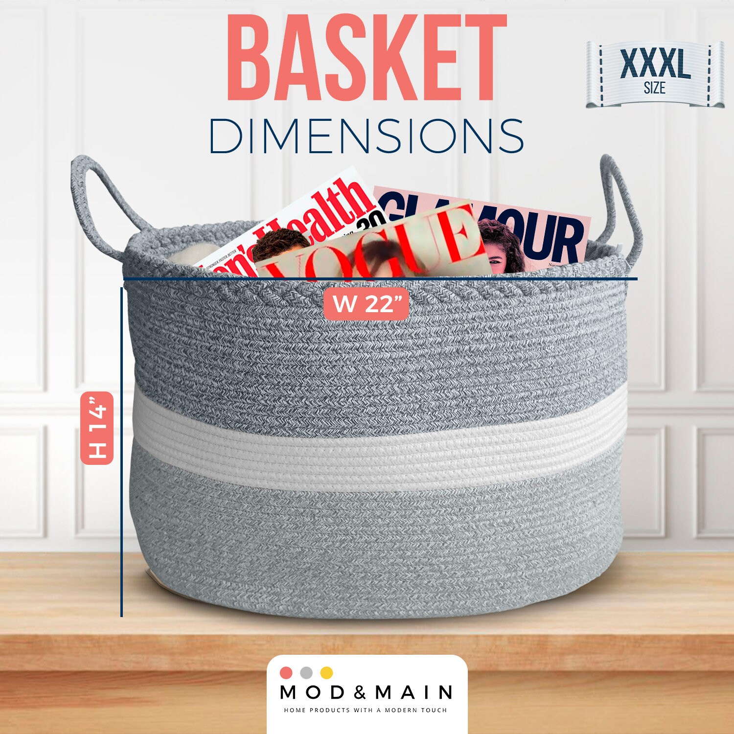 Mod y cesta principal de la manta XXXL cesta tejida grande | Etsy