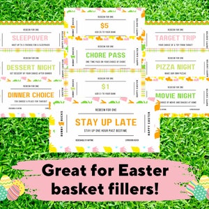 Easter Bunny Bucks Printables, Easter Play Money, Easter Egg Filler, Easter Coupons, Easter Activity, Instant Download