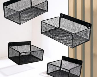Wall basket metal black – metal screw connection – no drilling – accessories for acoustic panels