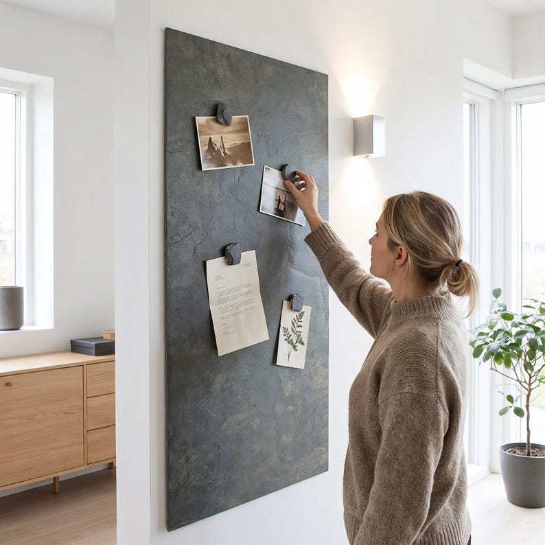 High-quality slate magnetic board including stone magnet and chalk image 15