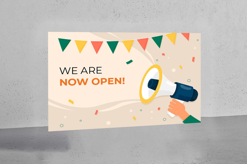Now Open Banner Decal Grand Opening Outdoor Indoor Banner We Etsy