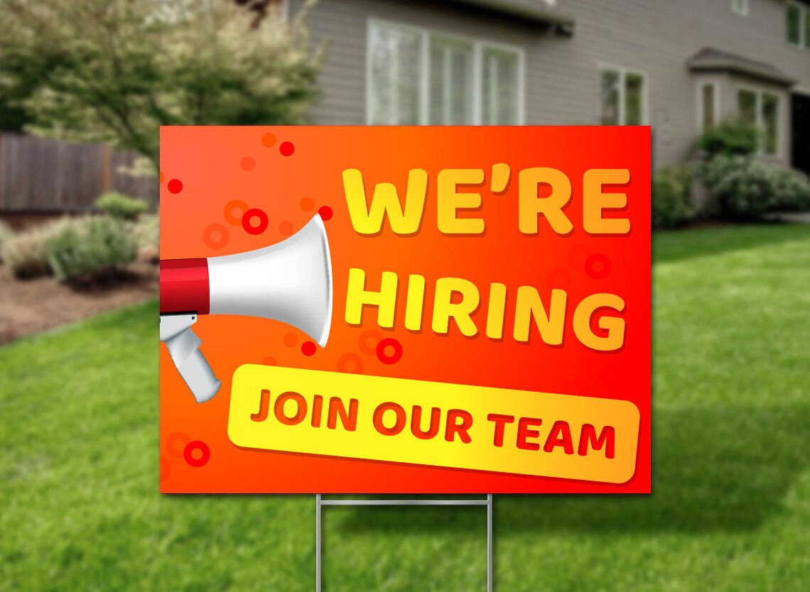 Now Hiring Lawn Sign Yard Sign Now Hiring Decoration We Are Etsy