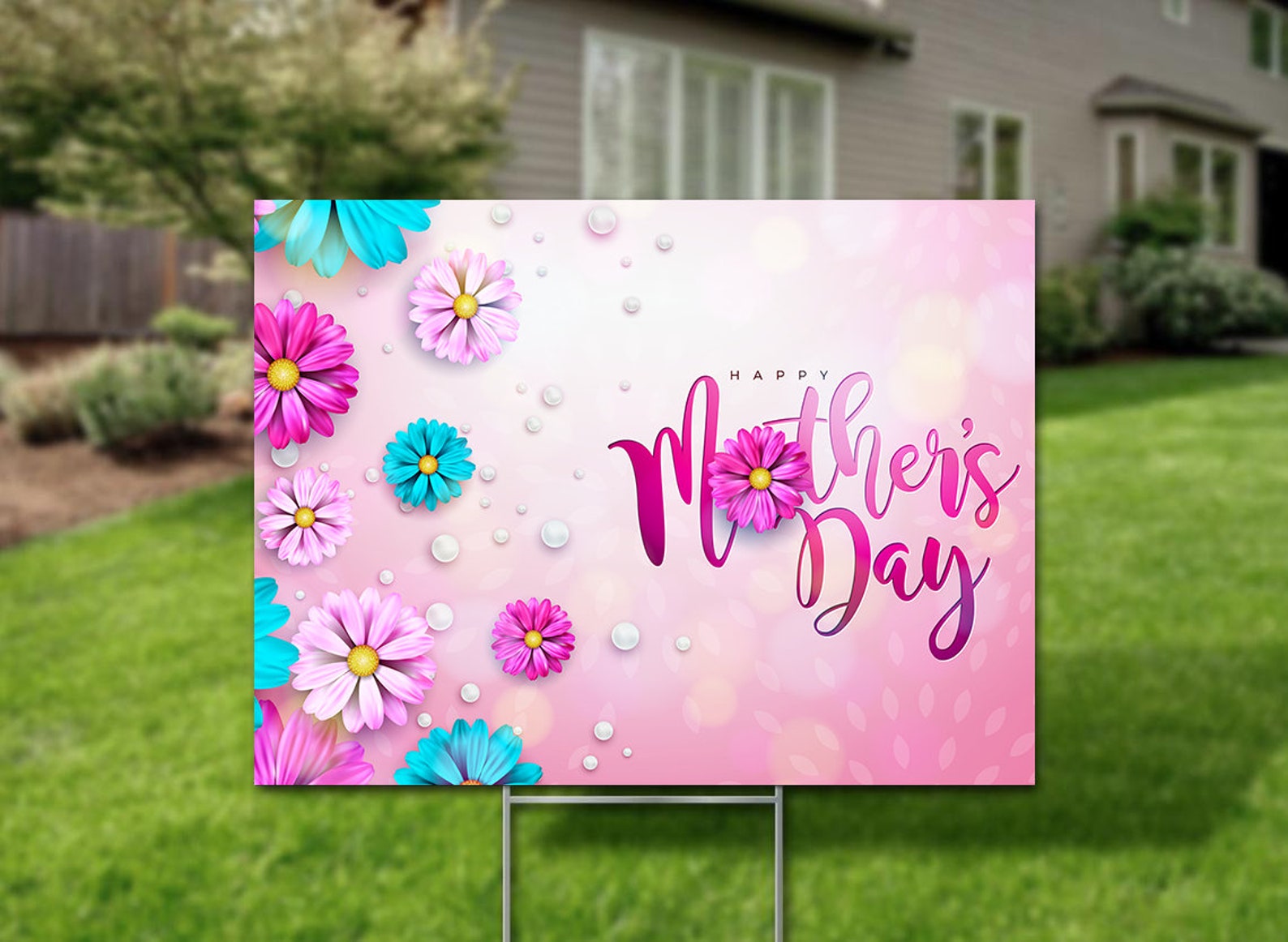 Colorful Floral Happy Mother's Day Yard Sign and Outdoor Etsy