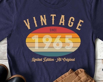 Retro 60th Birthday Shirt, Born In 1965, 60 Years Bday, Big 60th Bday, All Original Limited Edition, Custom Bday Tee, Grandpa Birthday Tee