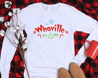 Sudadera de Navidad Whoville, Camiseta Vintage de Navidad de los 90, Camisa Retro De Navidad, Vacaciones Familiares, Regalo De Navidad, Películas Navideñas Ver Camiseta