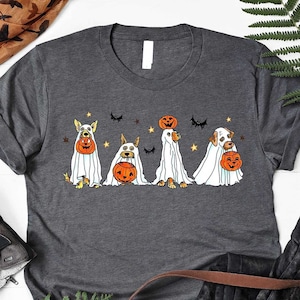 Chemise d'Halloween de chiens fantômes, chemise drôle de chien de citrouille, chemise mignonne de citrouille, T-shirt de fantôme, sweat-shirt d'Halloween, sweat-shirt d'automne, amoureux des chiens