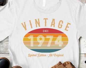 50th Birthday Retro Shirt, 1974 Birthday Gift, 50 Years Bday, Big 50th Bday Tee For Husband, All Original Limited Edition, Custom Bday Tee