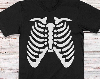 Rib Cage Shirt Halloween Shirt Black Spooky Shirt Funny Halloween Tee Halloween Costume Skeleton Shirt Halloween Graphic Tee Men/Female/Kids