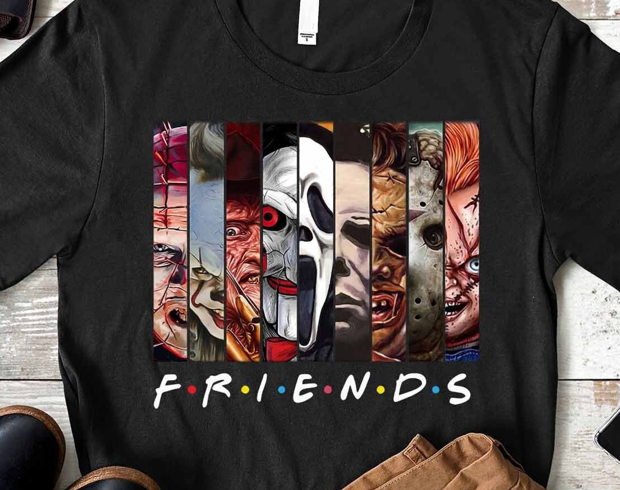 Discover Friends Halloween Shirt, Halloween Horror Movie Killers, Scary Friends Shirt, Scary Halloween Tees, Halloween T-Shirts, Horror Squad Shirt