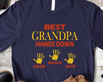 Mejor camisa personalizada del abuelo, nombres personalizados nietos, regalo del abuelo, cumpleaños del abuelo, camisa del día del padre, regalo para el abuelo