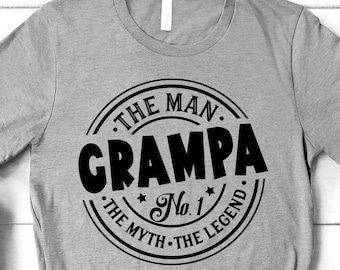 Grandpa The Man The Myth The Legend Shirt, regalo del día del padre, camiseta divertida de cumpleaños del abuelo, regalo de cumpleaños vintage para la camiseta Bday del abuelo