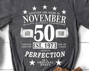 Big 50th Birthday Shirt, Born 1973, Legendary 50th Birthday T-Shirt, Limited Edition 50th Bday Gift, Custom Birthday Shirt, Big 50th Bday
