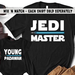Jedi Master And Young Padawan Dad & Son Matching T-Shirt, Daddy And Son, Matching Father And Son, Jedi And Padawan Baby, Dad And Baby Set