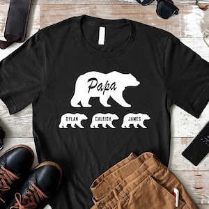 Custom Papa Bear Shirt With Kid Names, Father's Day Shirt, Personalized Papa Shirt, Papa Bear Tee, Dad Birthday Shirt, Gift for Grandpa