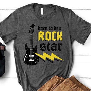 Rock N Roll Shirt, Gitarren-T-Shirt, geboren, um ein Rockstar zu sein, Musikliebhaber, Geschenk für Gitarrist, Rockband-Shirt, Gitarrist, E-Gitarre